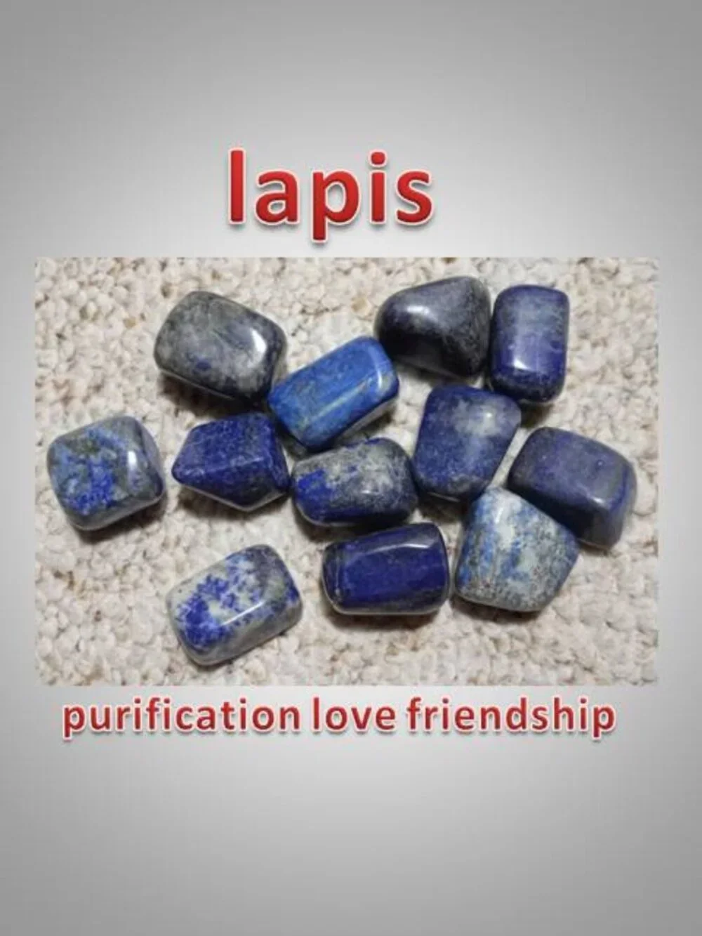 One Lapis Lazuli crystal stone rock tumble medium -  Purification Friendship